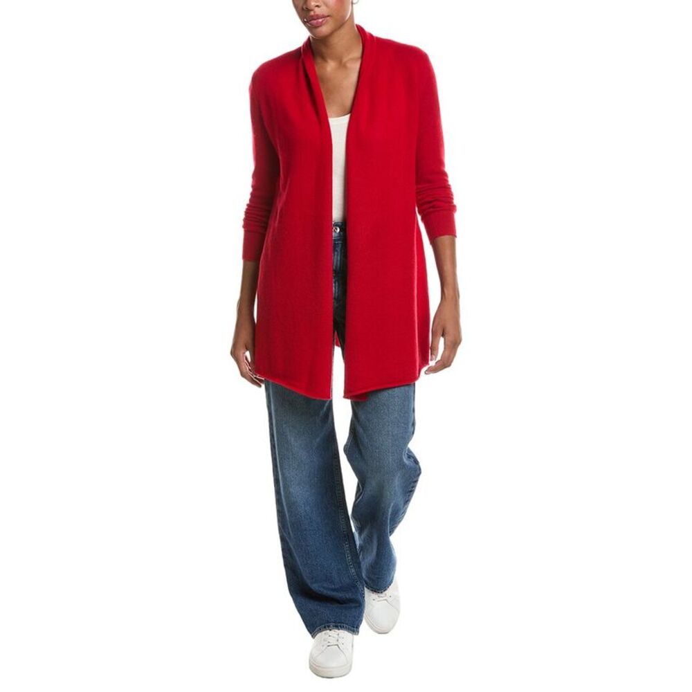 Incashmere Womens  Open Front 100% Cashmere Cardigan, Red